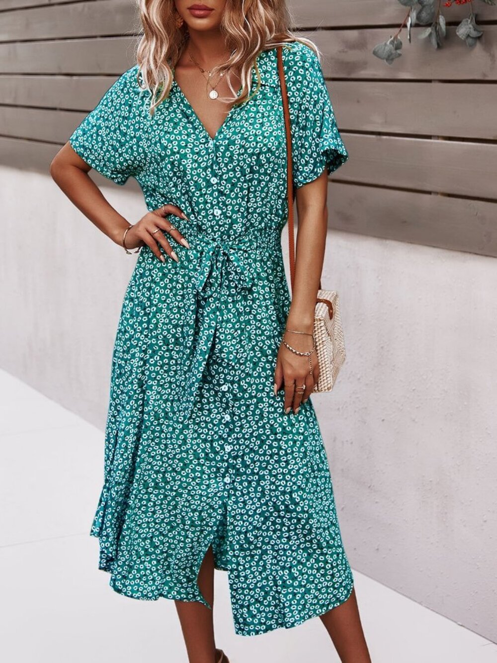 Cadet Blue Casual Women's Floral Ditsy Maxi Dress - Picture 5 of 6